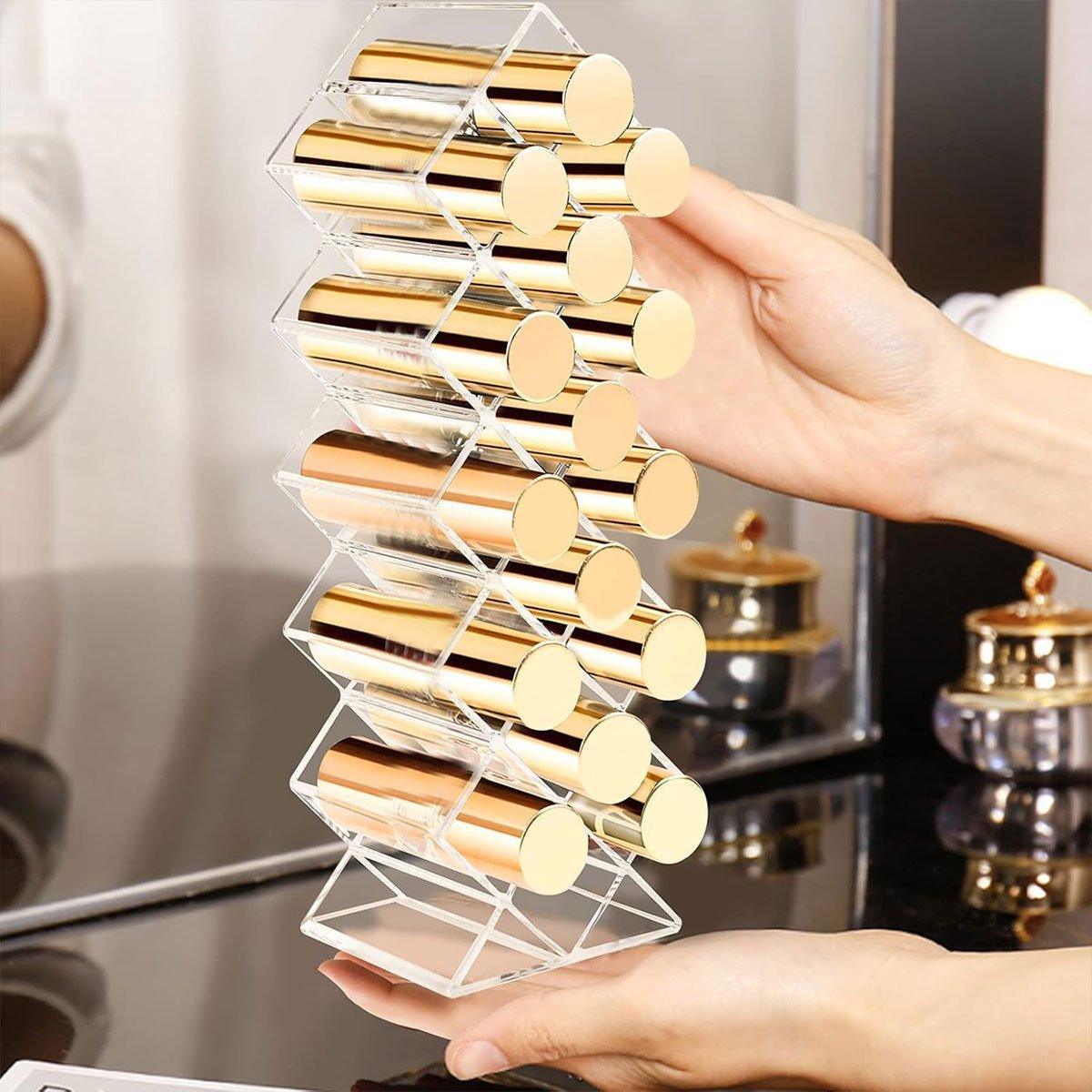Vertical Clear Lipstick Rack for Vanity Storage | StorageOZ