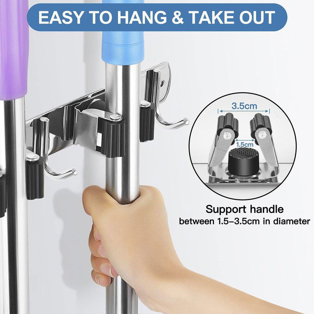 304 Steel Punch Free Mop Rack Two Colours | StorageOZ