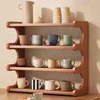 4 Tier Bamboo Cup Storage Rack for Counter | StorageOZ