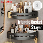 Black Corner Shower Caddy with Drain Slots | StorageOZ