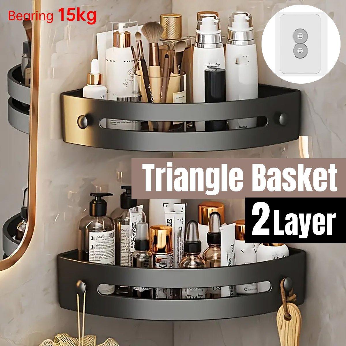 Black Corner Shower Caddy with Drain Slots | StorageOZ