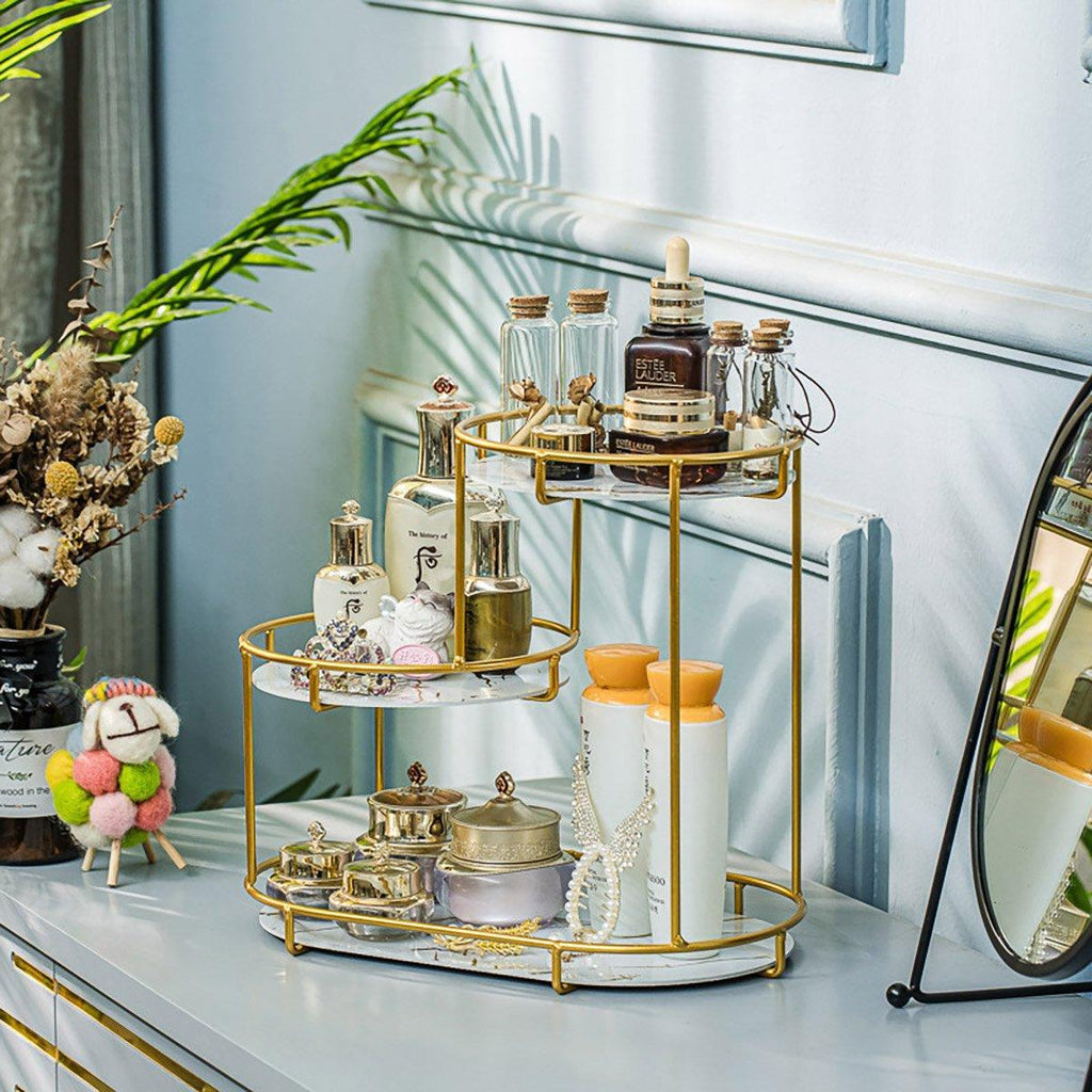 Two Tier Metal Marble Tray Storage Rack Set | StorageOZ