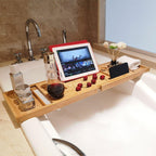 Bamboo Bathtub Tray Shelf for Bath Essentials | StorageOZ