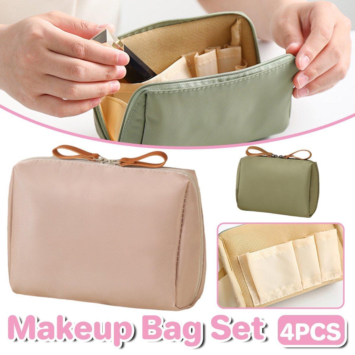 4 Pcs Waterproof Nylon Travel Makeup Bags | StorageOZ