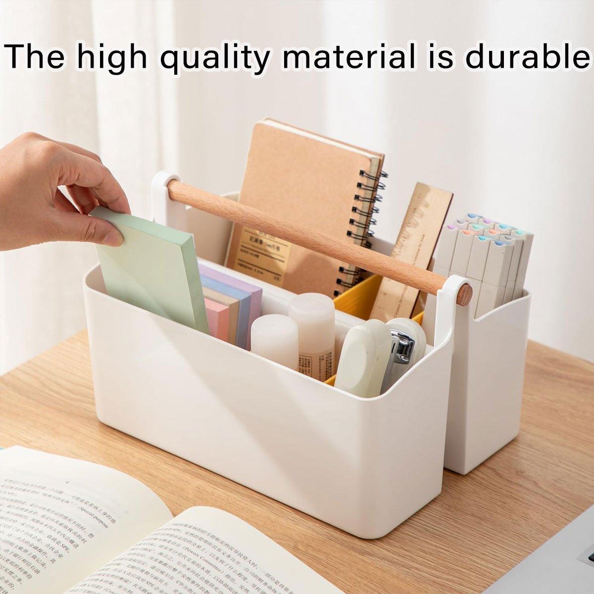 Desktop Storage Caddy with Wood Handle Dividers | StorageOZ