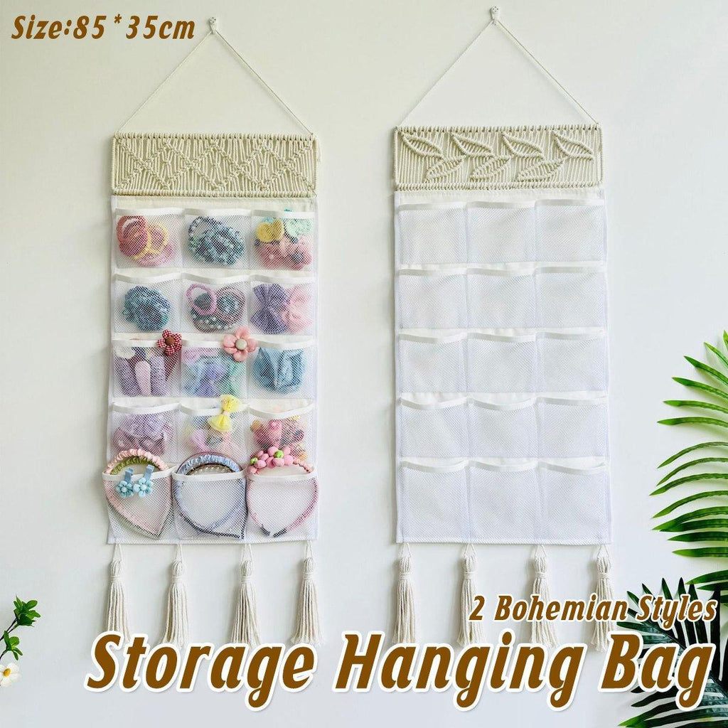 Woven Hanging Storage Bag in Two Styles Set | StorageOZ
