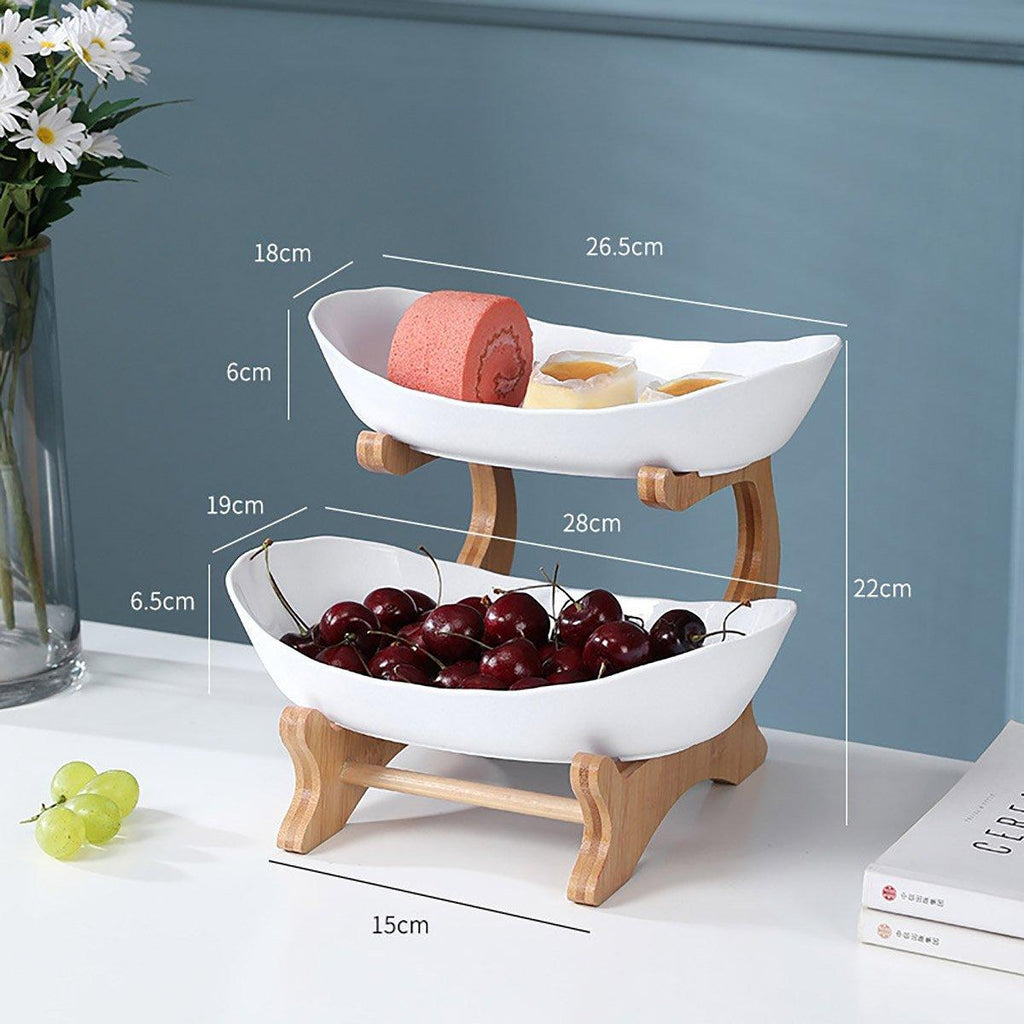 2 Tier Bamboo Fruit Tray in Three Colours | StorageOZ