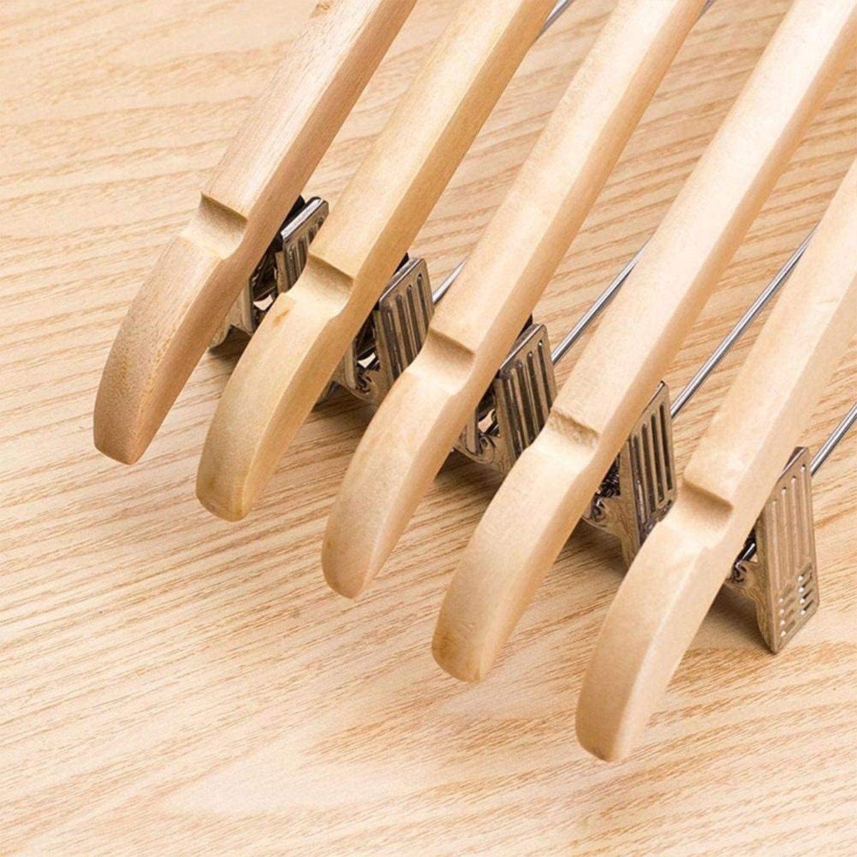 10 Pcs Wooden Clip Clothes Hangers Two Finishes | StorageOZ
