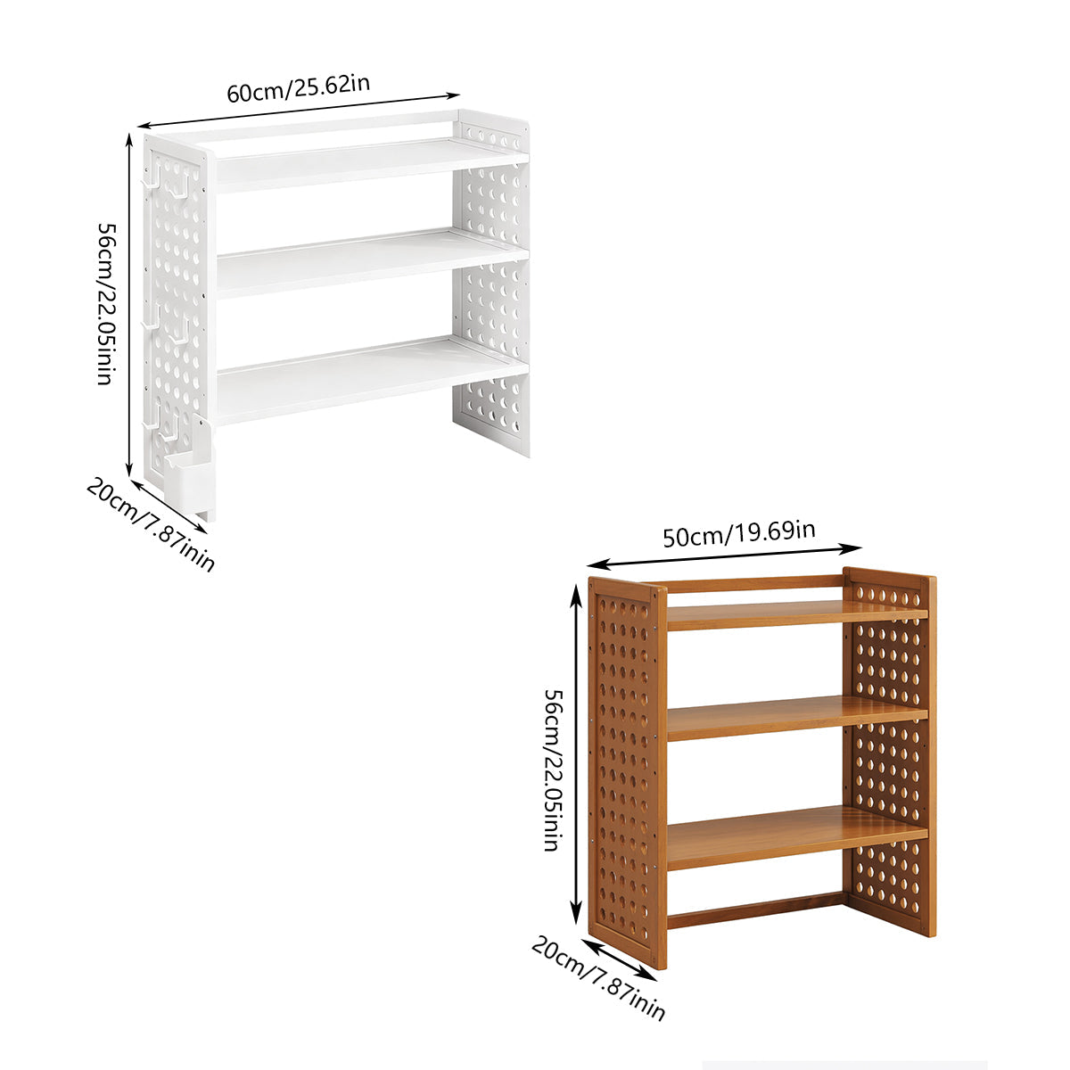 3 Tier Bamboo Desktop Shelf Two Sizes Set | StorageOZ