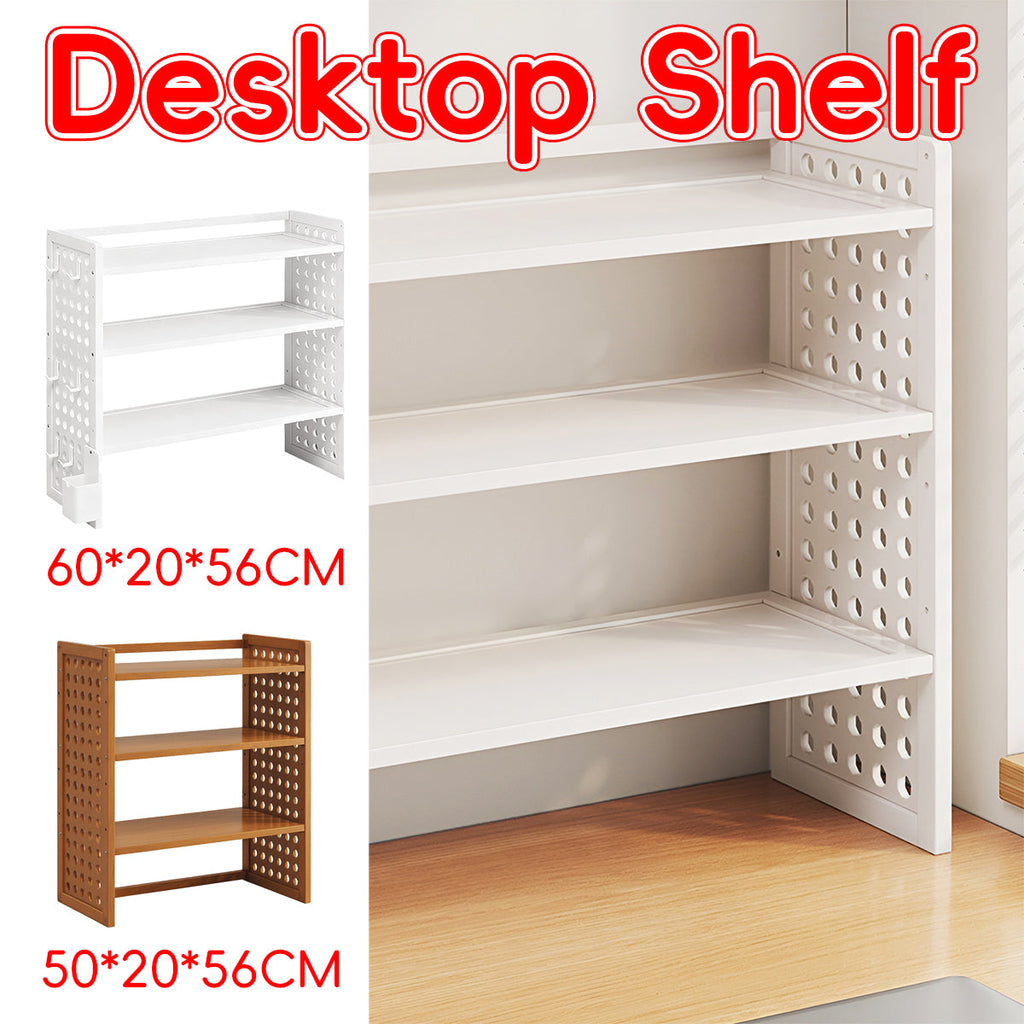3 Tier Bamboo Desktop Shelf Two Sizes Set | StorageOZ