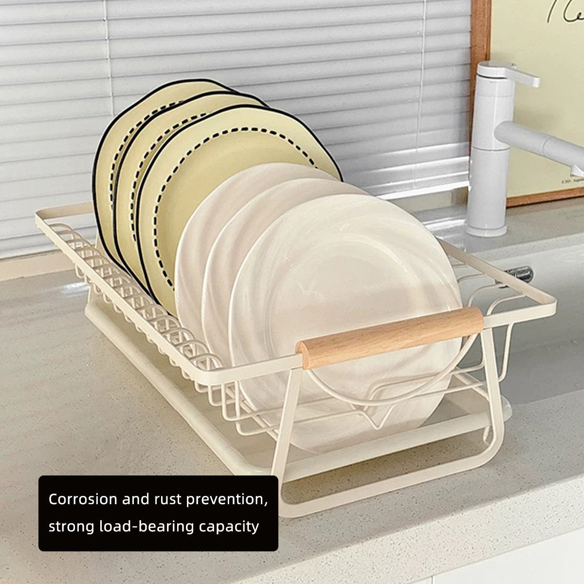 Iron Dish Rack Wood Handles Two Colours Set | StorageOZ