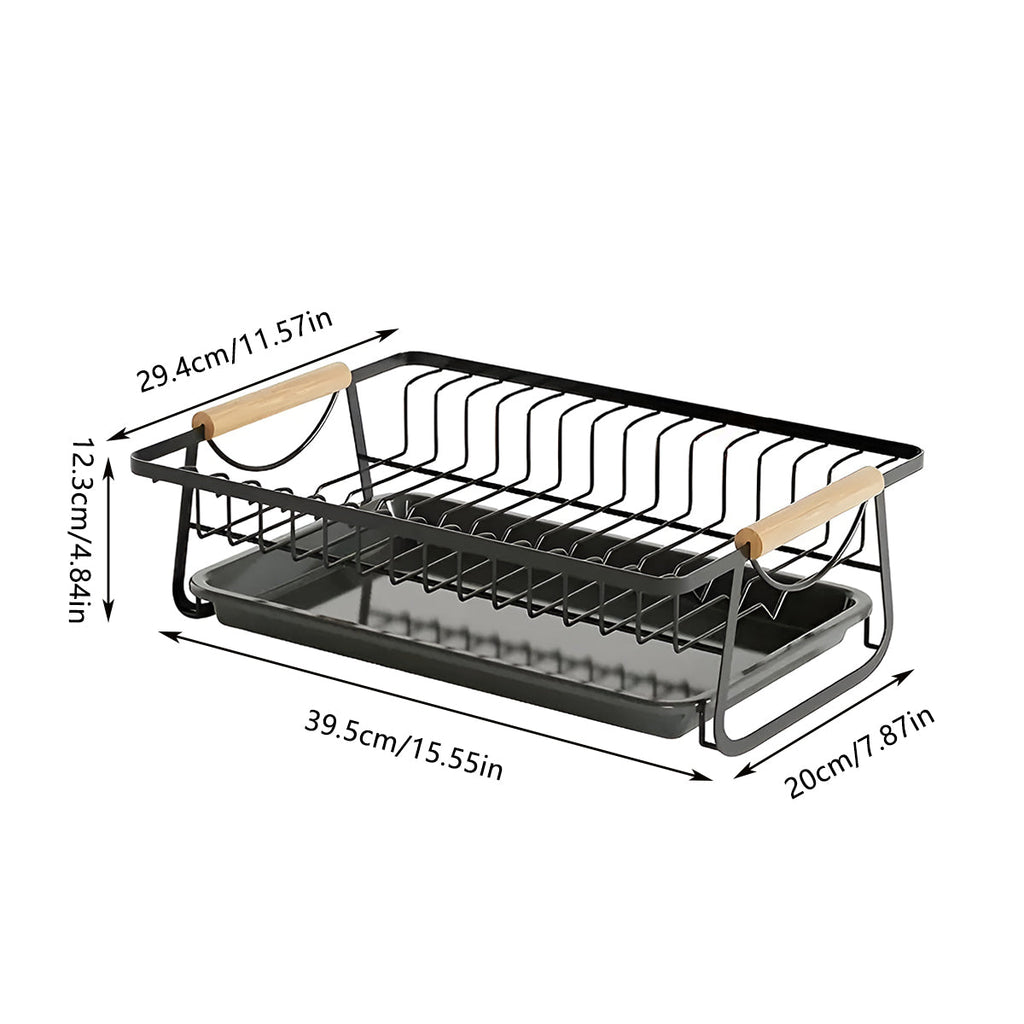 Iron Dish Rack Wood Handles Two Colours Set | StorageOZ