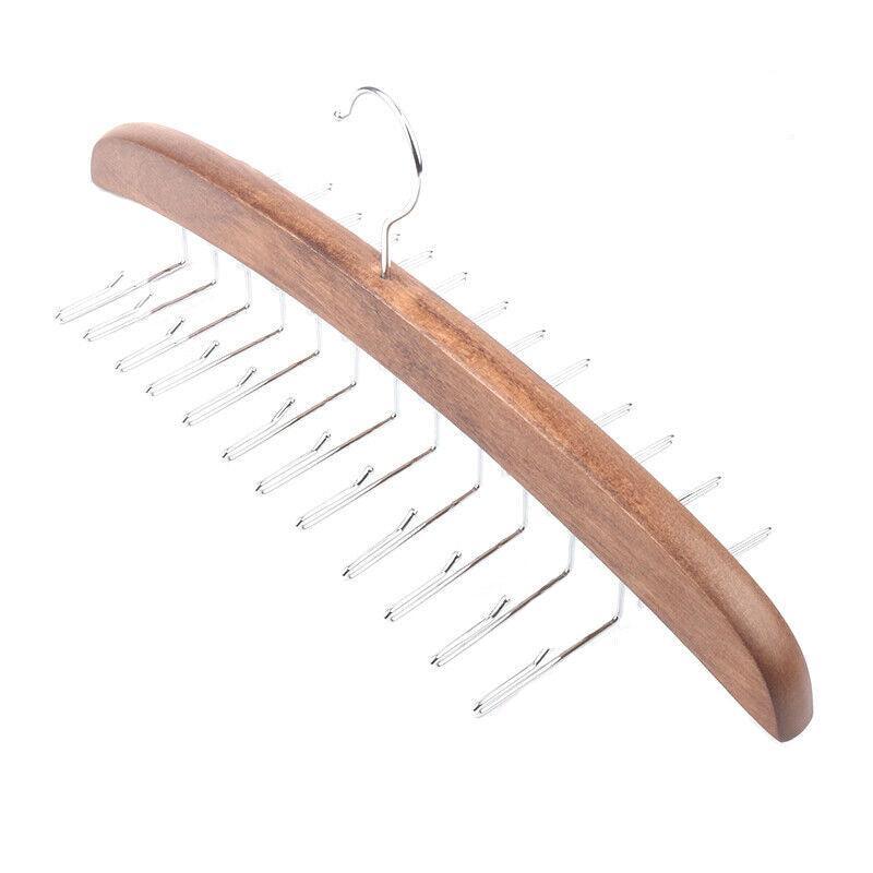 Wood Tie Scarf Hanger with 24 Fold Hooks | StorageOZ