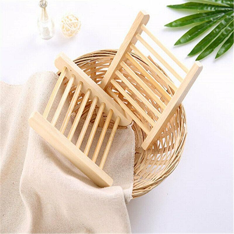 Hollow Pattern Wooden Soap Dish Drain Rack | StorageOZ