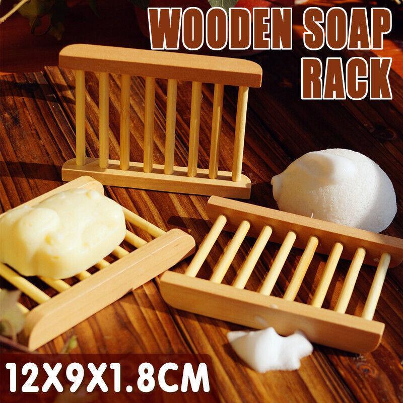 Hollow Pattern Wooden Soap Dish Drain Rack | StorageOZ