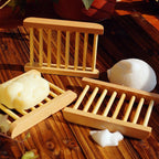 Hollow Pattern Wooden Soap Dish Drain Rack | StorageOZ