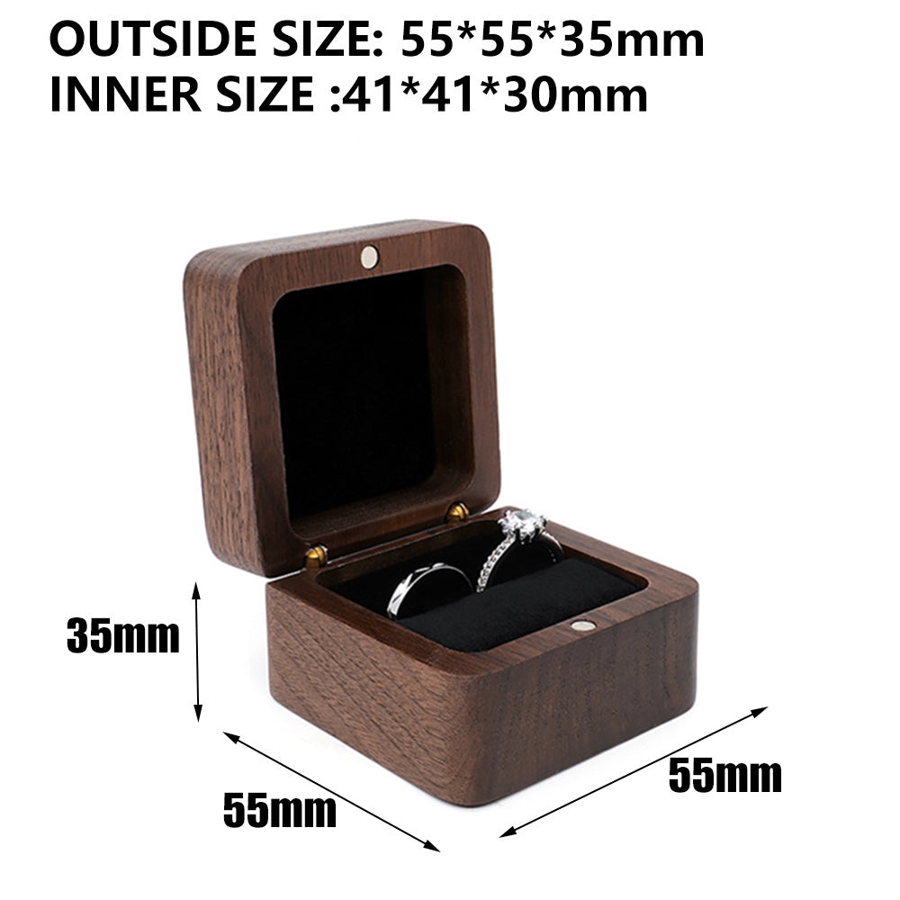 Walnut Wood Ring Box with Velvet Lining Case | StorageOZ