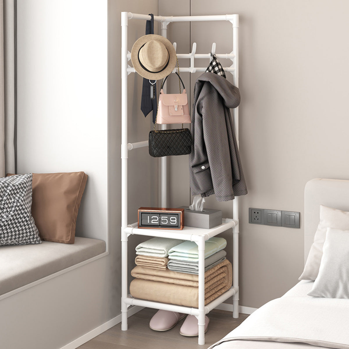 Corner Hat Coat Rack Two Colours Organiser | StorageOZ