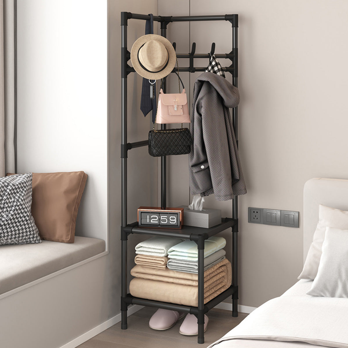 Corner Hat Coat Rack Two Colours Organiser | StorageOZ