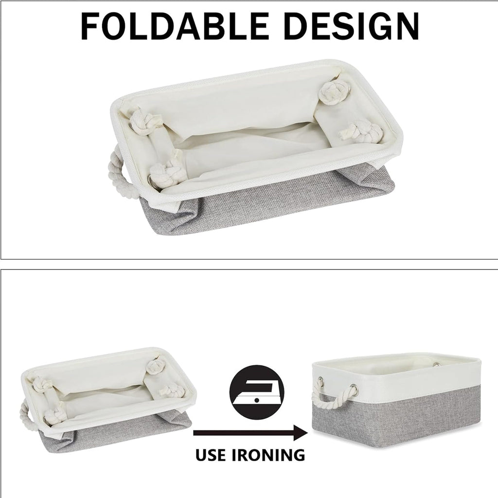 3 Pcs Foldable Fabric Baskets Two Colours | StorageOZ