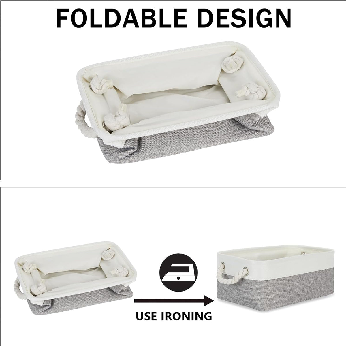 3 Pcs Foldable Fabric Baskets Two Colours | StorageOZ