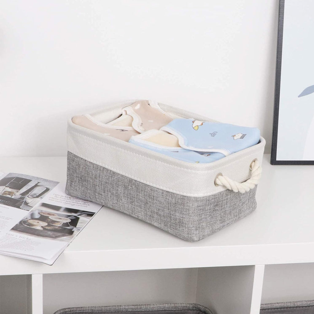 3 Pcs Foldable Fabric Baskets Two Colours | StorageOZ