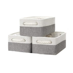 3 Pcs Foldable Fabric Baskets Two Colours | StorageOZ