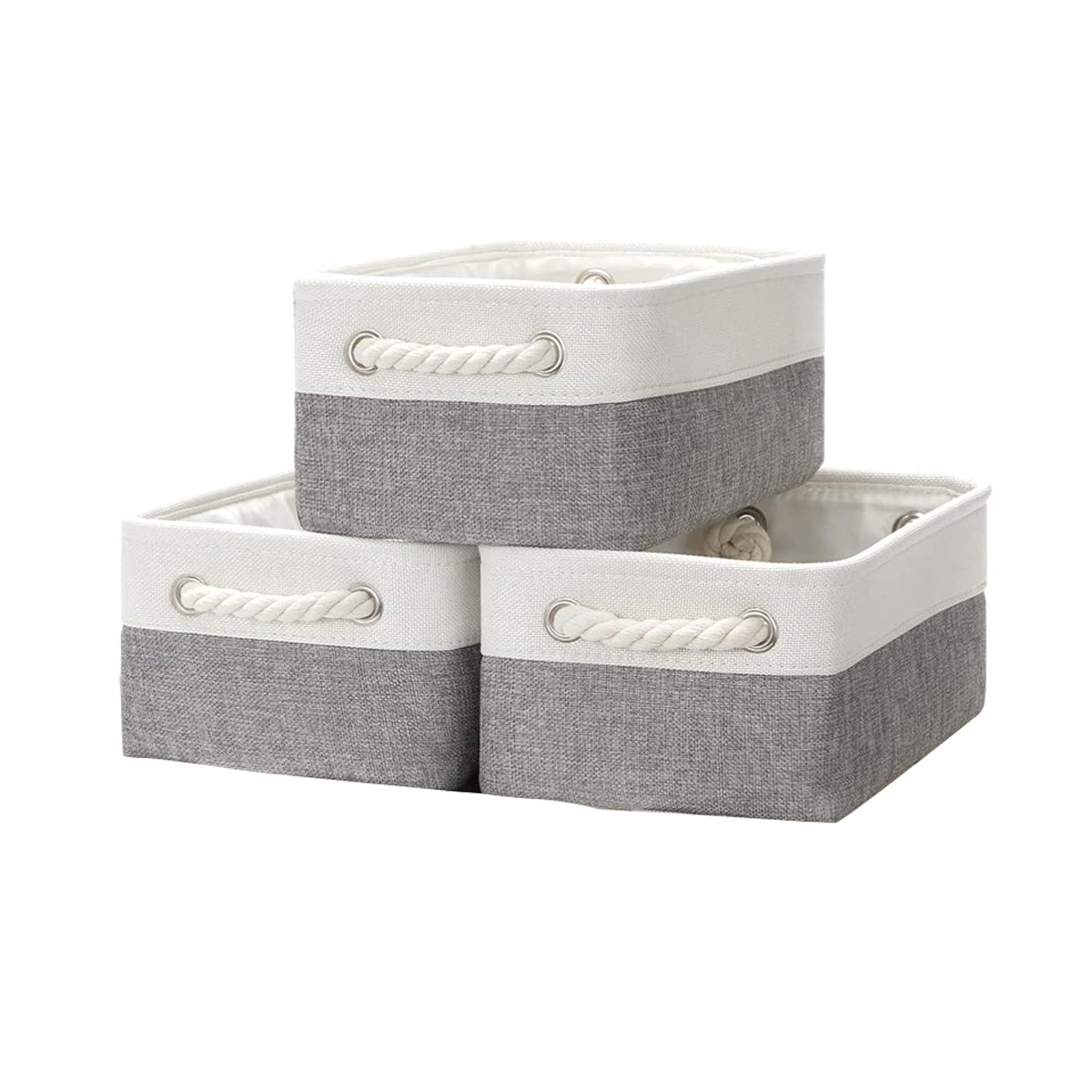 3 Pcs Foldable Fabric Baskets Two Colours | StorageOZ