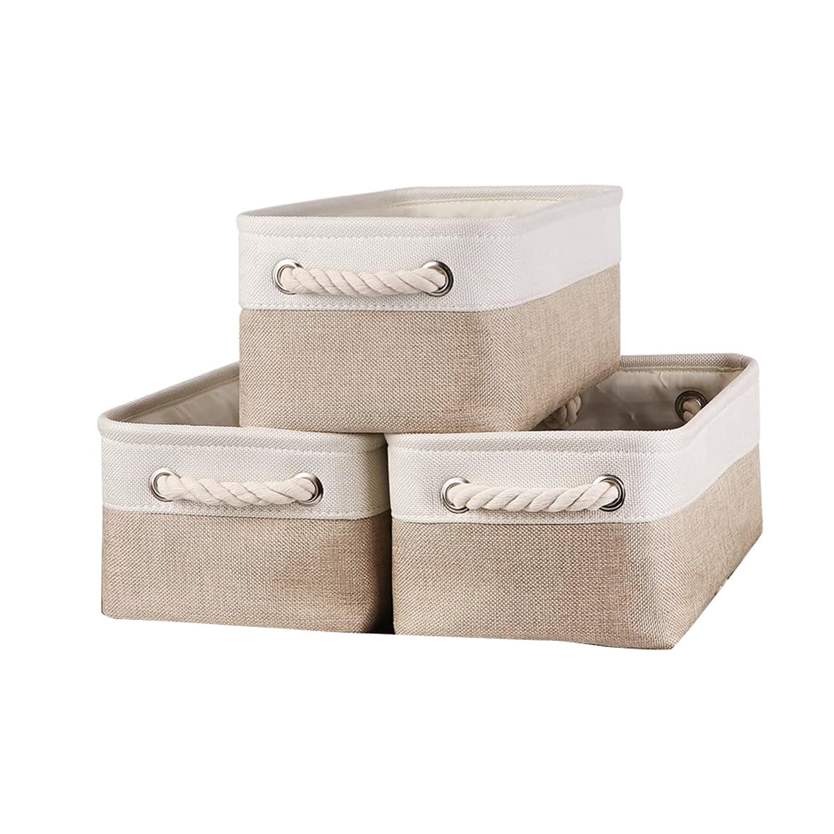 3 Pcs Foldable Fabric Baskets Two Colours | StorageOZ