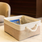 3 Pcs Foldable Fabric Baskets Two Colours | StorageOZ