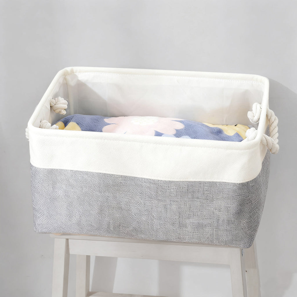 3 Pcs Foldable Fabric Baskets Two Colours | StorageOZ