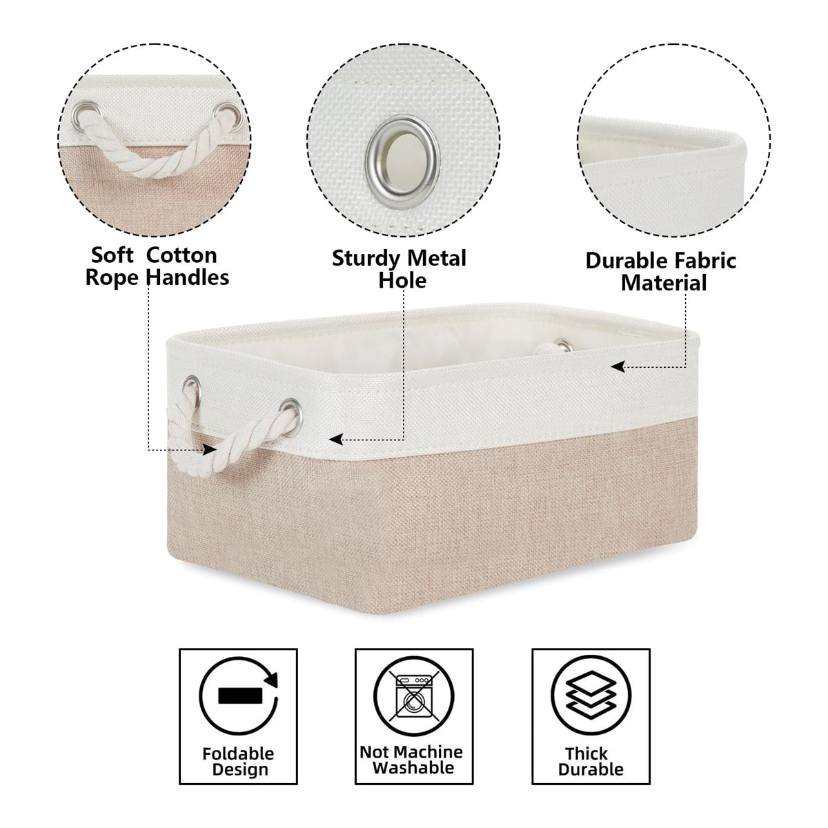 3 Pcs Foldable Fabric Baskets Two Colours | StorageOZ