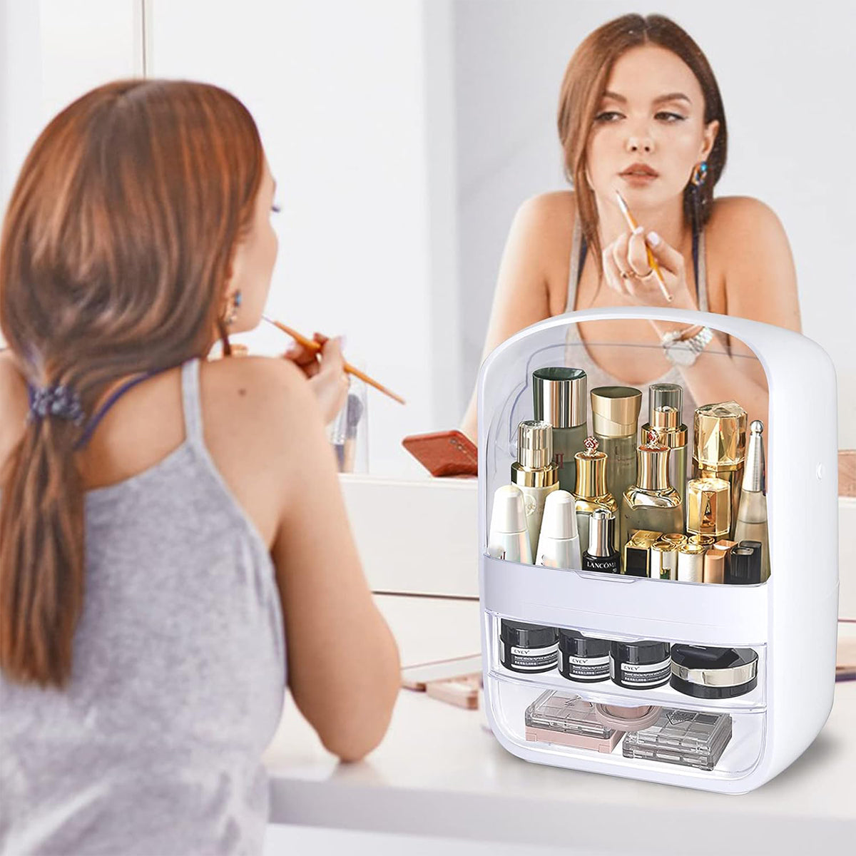 Large Cosmetic Box with Clear Cover Two Colours | StorageOZ