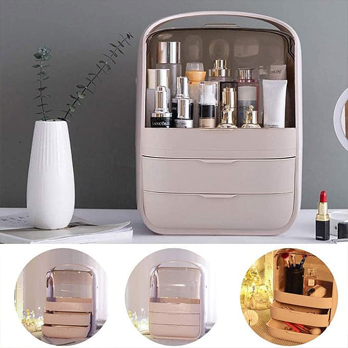 Large Cosmetic Box with Clear Cover Two Colours | StorageOZ